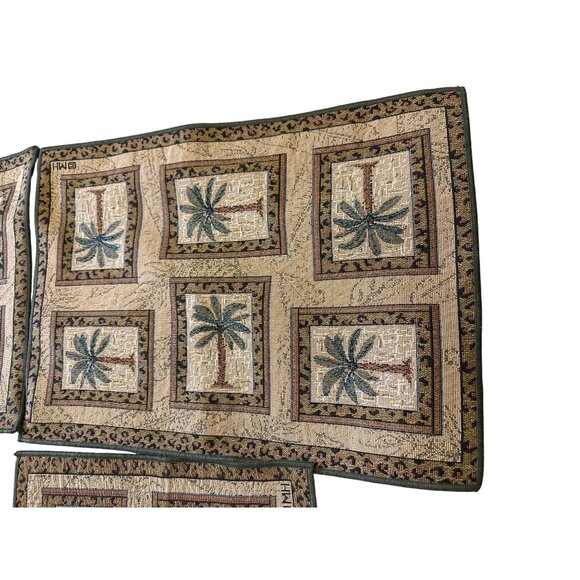 Vtg 6 Palm Tree Tapestry Placemats Bombay tropical table top decor coastal chic - Picture 2 of 16